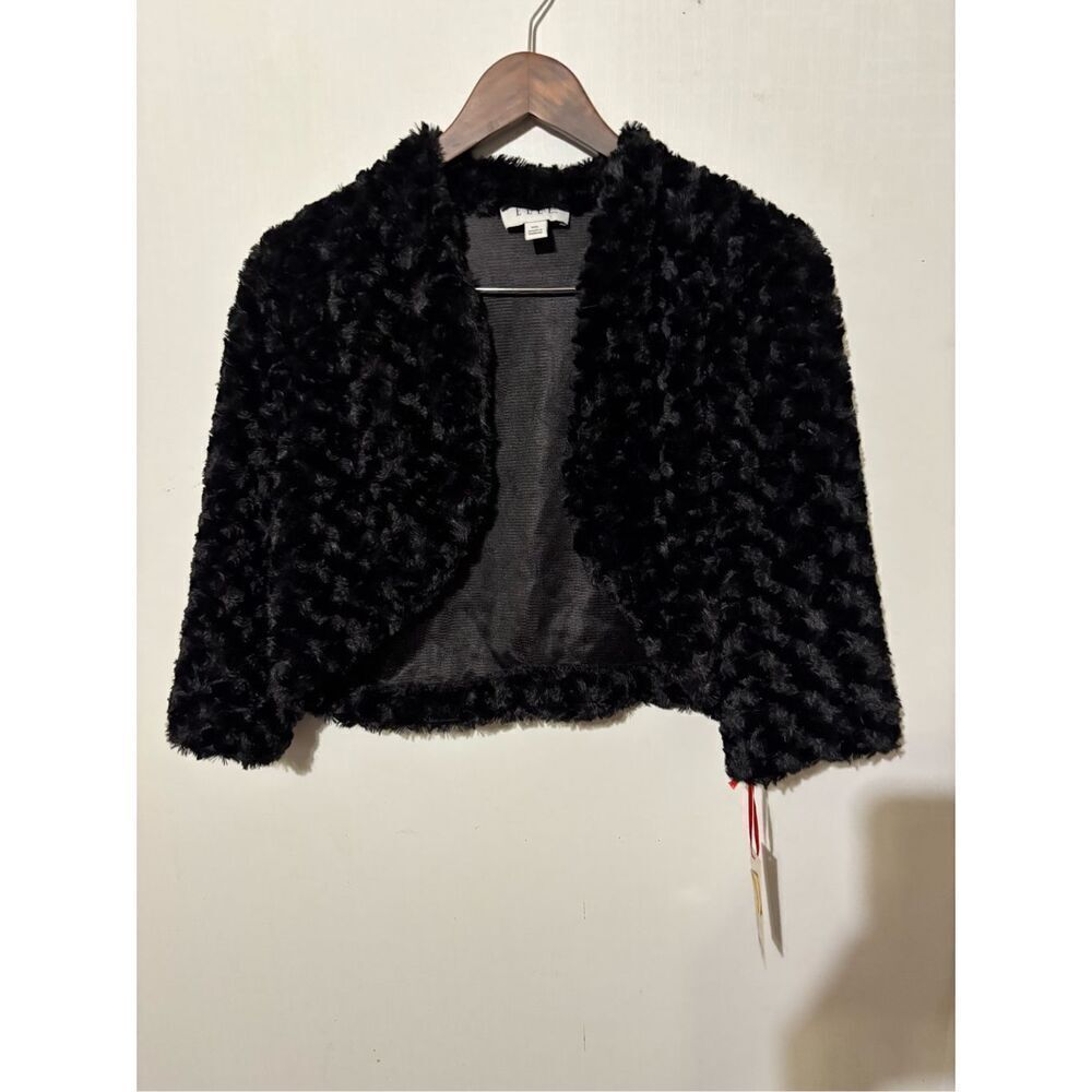 Brand New Elle Women's Size XXL Black Plush Cropped Tedy Jacket